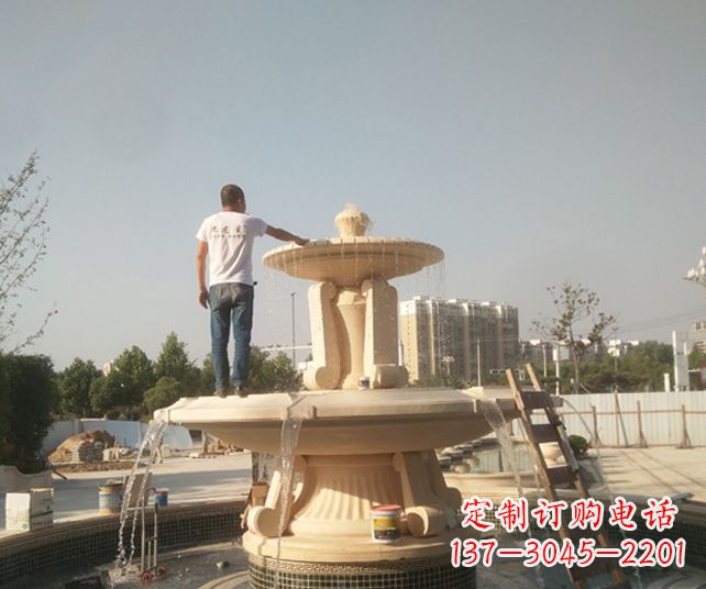 烟台户外多层喷泉石雕_1