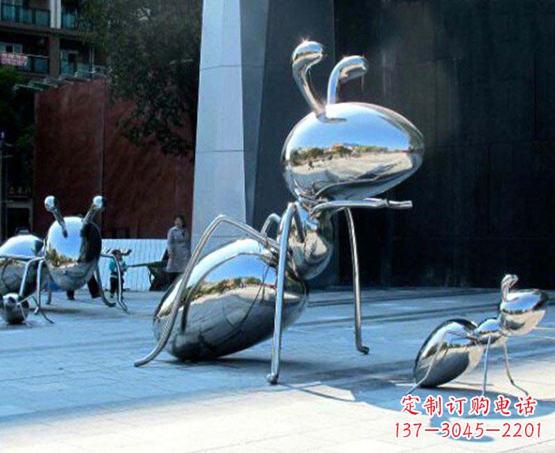 烟台户外镜面不锈钢蚂蚁雕塑