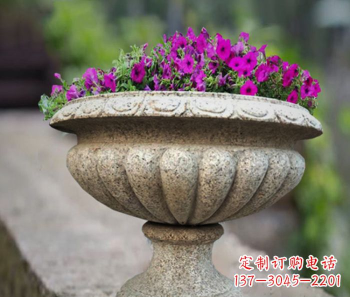 烟台花岗岩花盆小区石雕 (2)