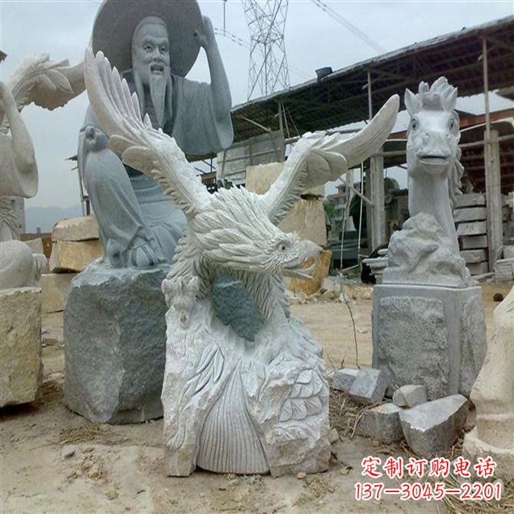烟台花岗岩老鹰石雕,精美壮观!