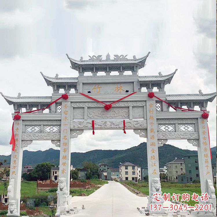 烟台花岗岩三门石牌坊雕塑