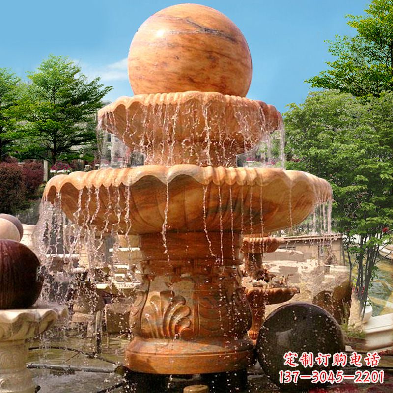 烟台花岗岩石雕喷泉风水球