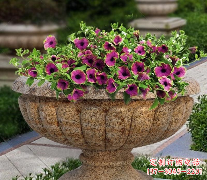 烟台花岗岩小区景观花盆雕塑,添彩美化景观
