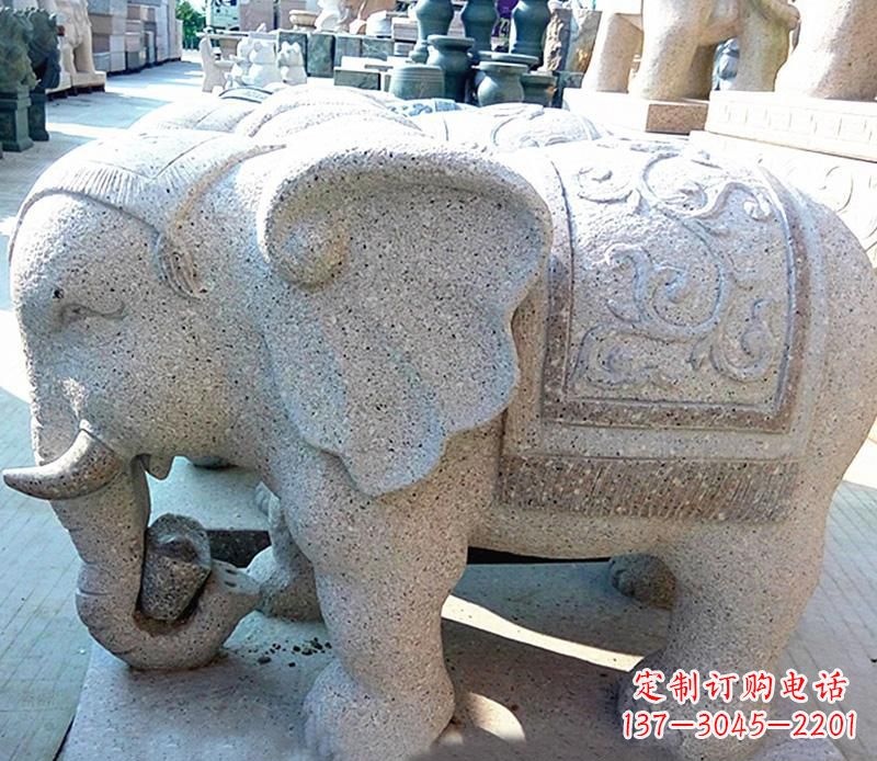 烟台花岗岩元宝大象石雕