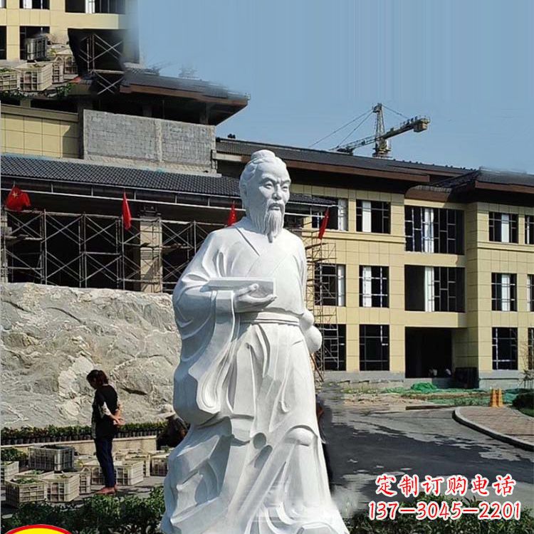 烟台高雅精美的华佗白玉石雕像