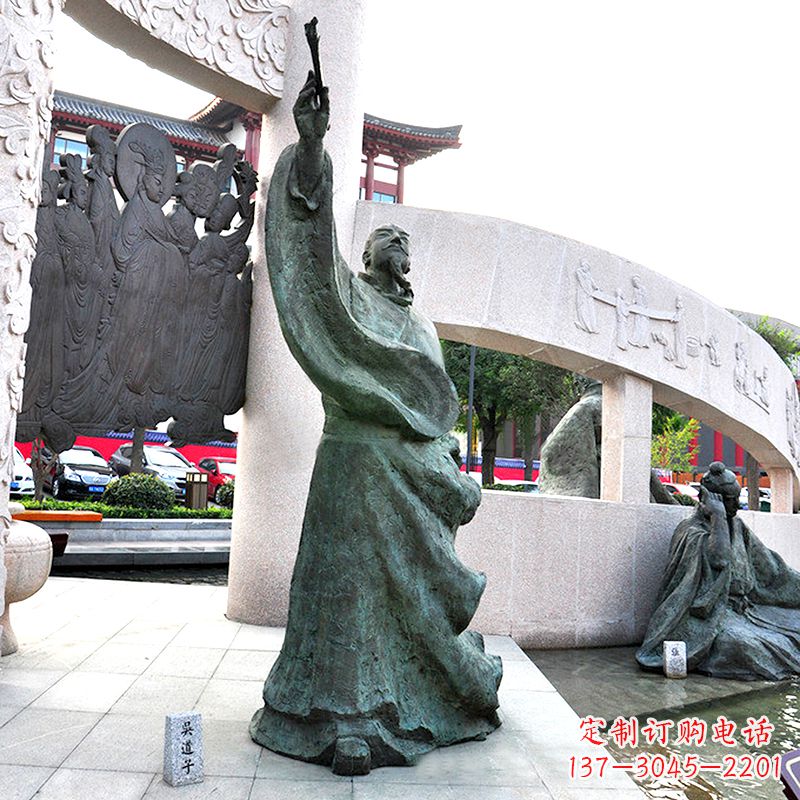 烟台画史画圣吴道子仿古铜雕像