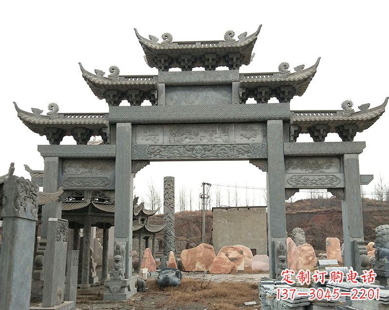 烟台黄冈石雕牌坊--专业定制牌坊雕塑