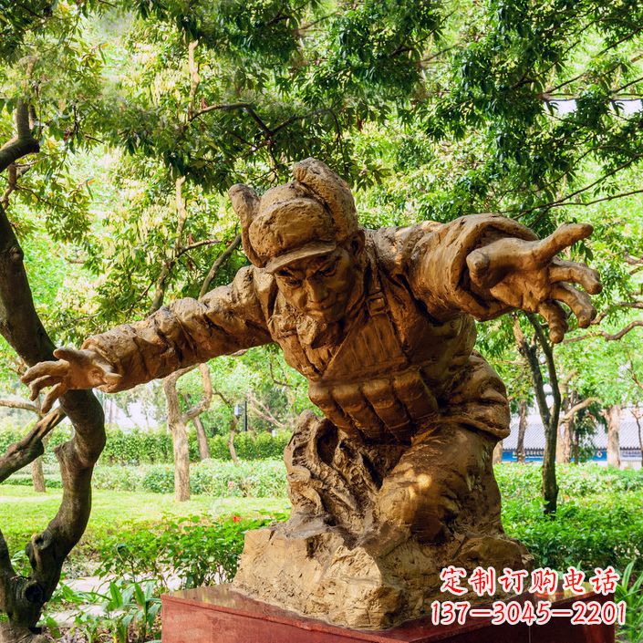 烟台黄继光铜雕半身像-公园名人著名抗战英雄人物雕像