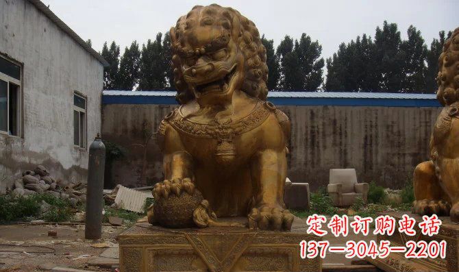 烟台黄铜踩球故宫狮子铜雕