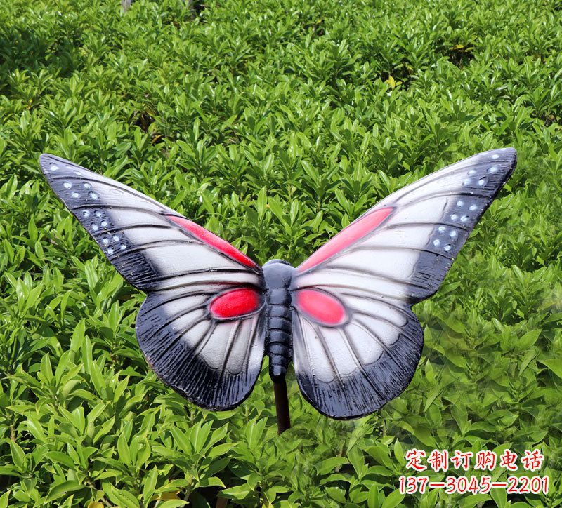 烟台灰黑色仿真蝴蝶玻璃钢铸造雕塑