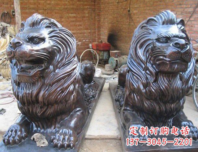 烟台汇丰狮子铜雕塑是由中领雕塑制作的一款狮子…