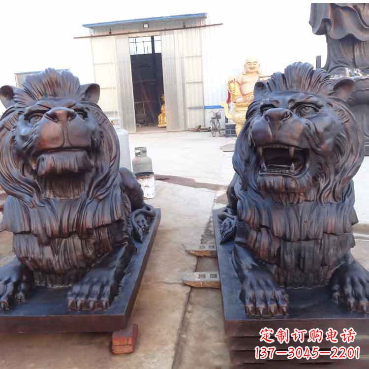 烟台汇丰银行狮子雕塑,精美雕塑展示您的财富