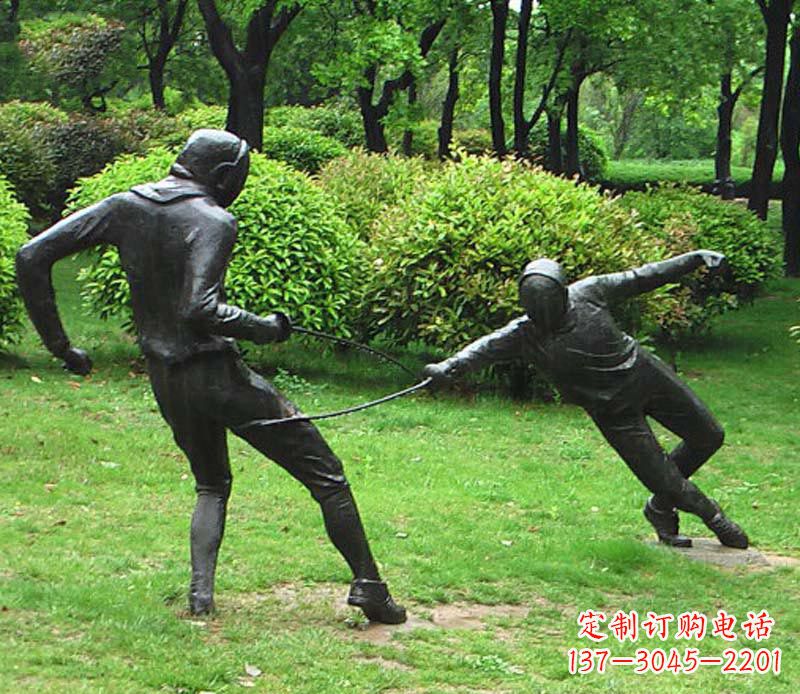 烟台击剑运动员铜雕