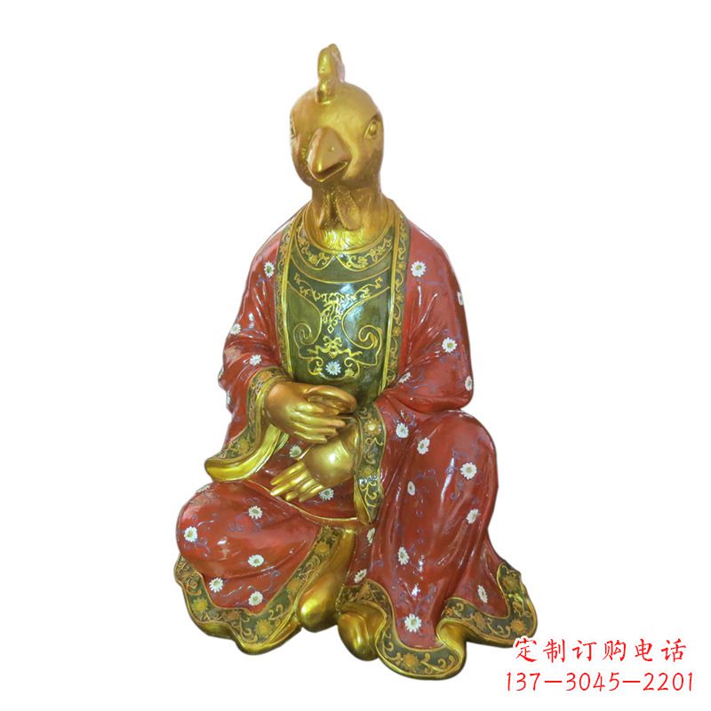 烟台鸡-玻璃钢彩绘生肖雕塑