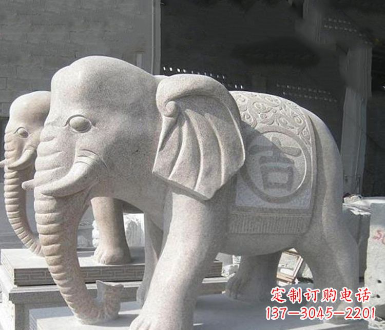 烟台吉祥大理石大象石雕