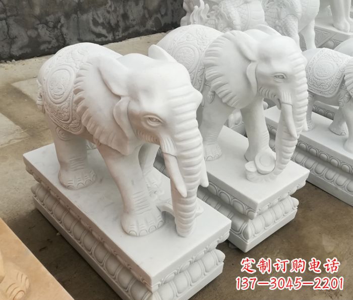 烟台增添吉祥气息的玉质大象雕塑