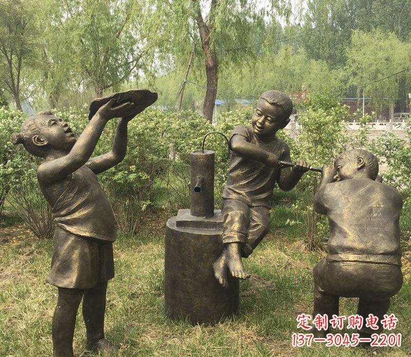 烟台艺术熊孩子,活泼可爱的儿童雕塑