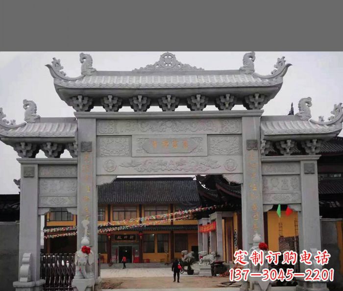 烟台专业街边道路三门石牌坊雕塑制作