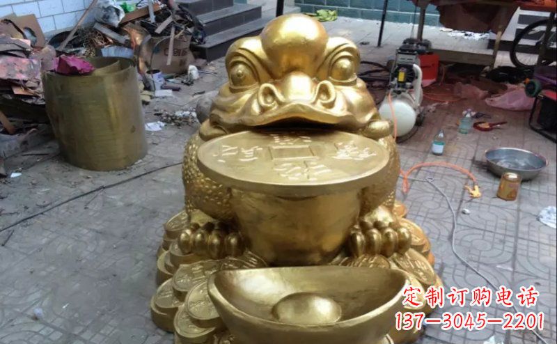 烟台金蟾招财动物铜雕 (2)