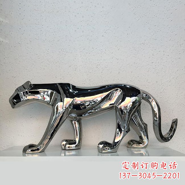 烟台金钱豹不锈钢动物雕塑