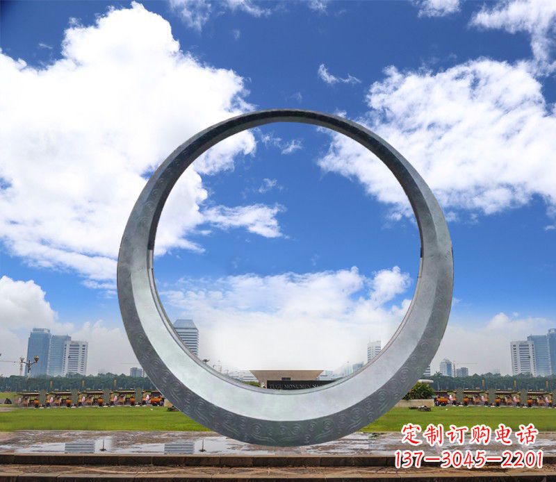 烟台景观美化,中领雕塑不锈钢圆环雕塑