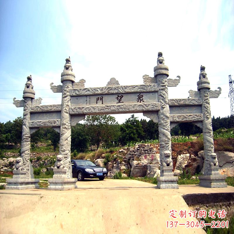 烟台景区大门华表牌坊石雕