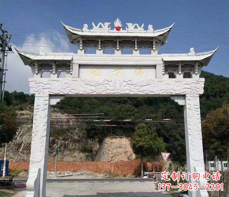 烟台景区单门牌坊石雕