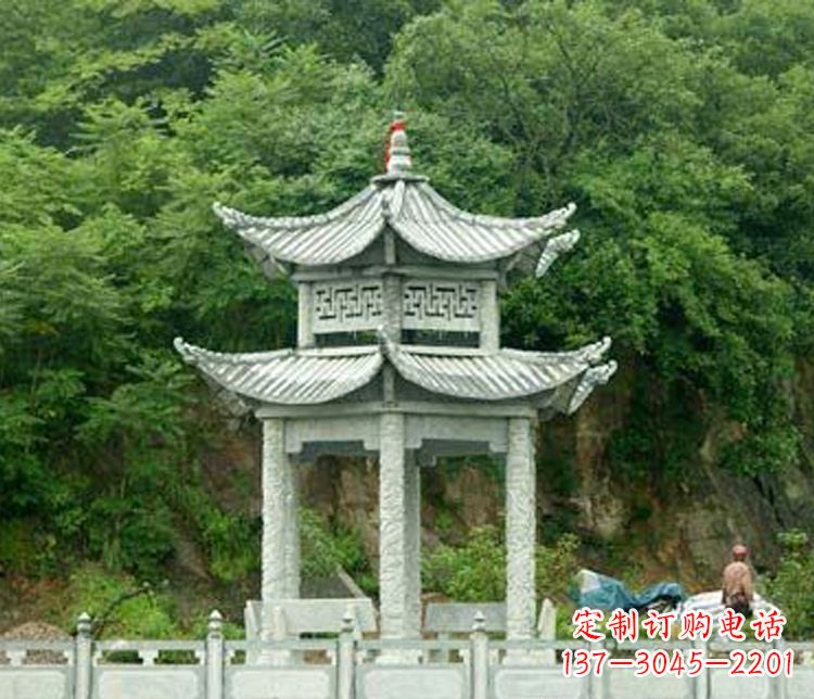 烟台景区仿古双层石凉亭石雕