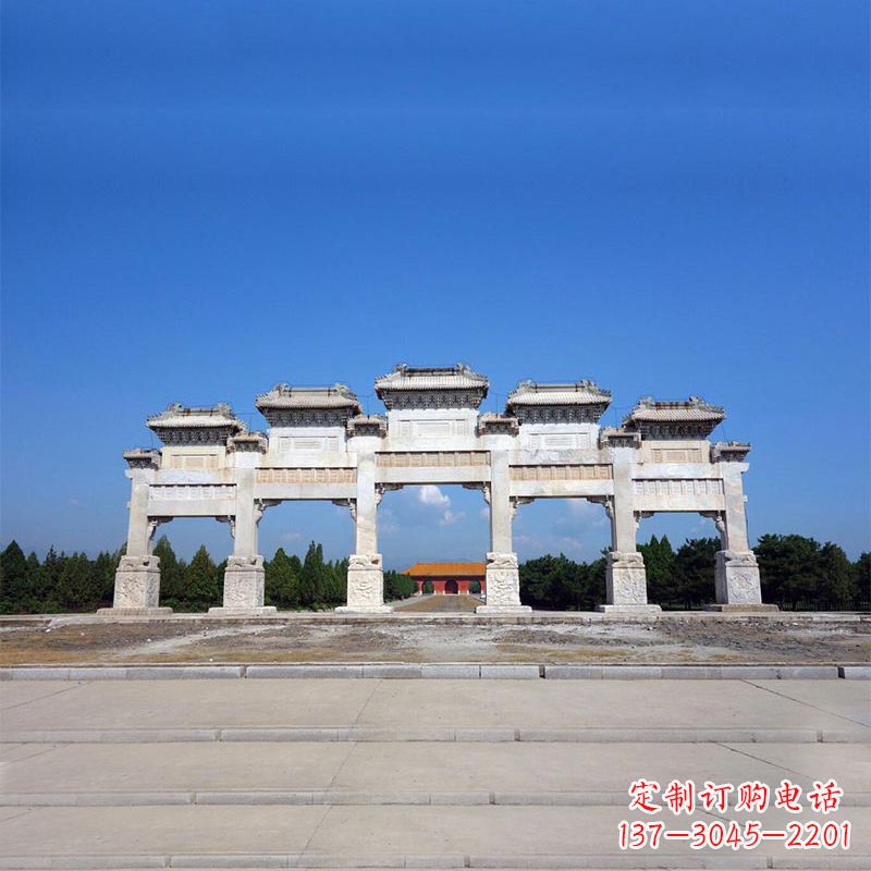 烟台山西景区牌楼石雕,让您的景区更加绚丽多彩