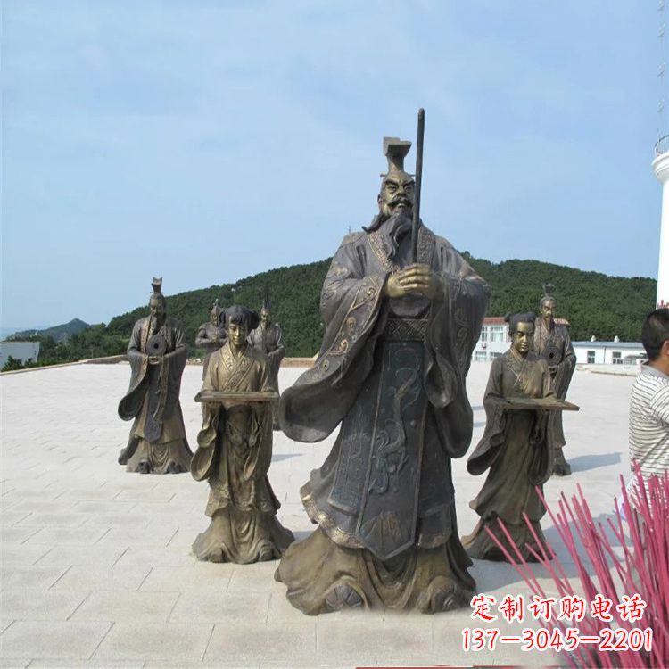 烟台景区广场秦始皇祭祀铜雕情景小品雕塑