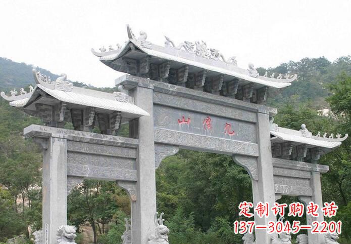 烟台三门仿古牌坊石雕,精美绝伦