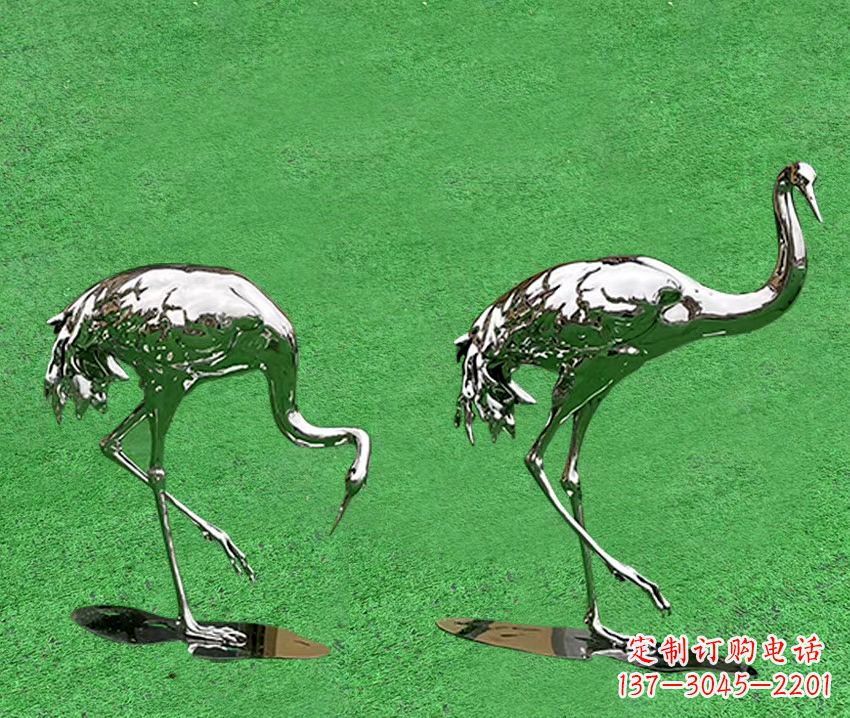 烟台精美镜面不锈钢动物鹤雕塑