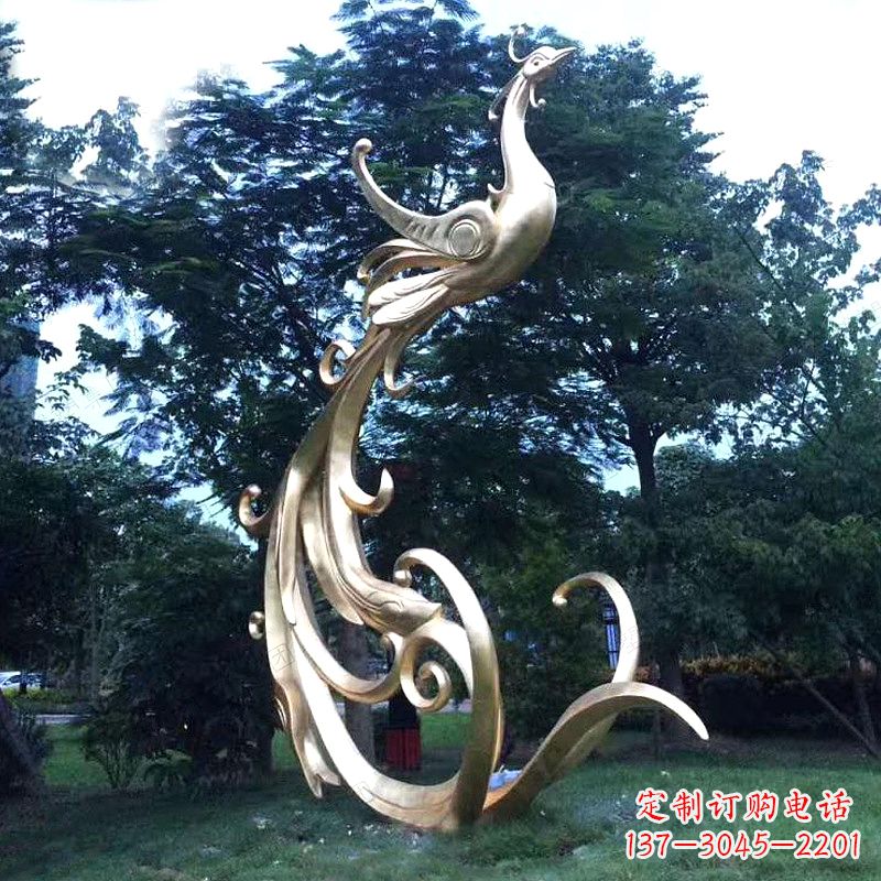 烟台精美镜面不锈钢凤凰雕塑