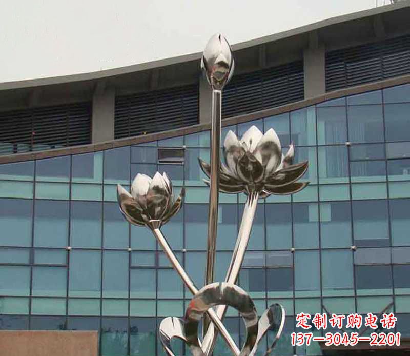 烟台优质镜面不锈钢荷花塑像