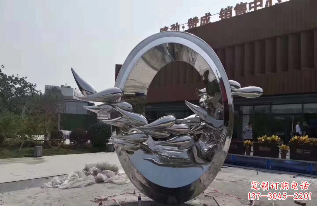 烟台镜面不锈钢鲤鱼跃龙门雕塑