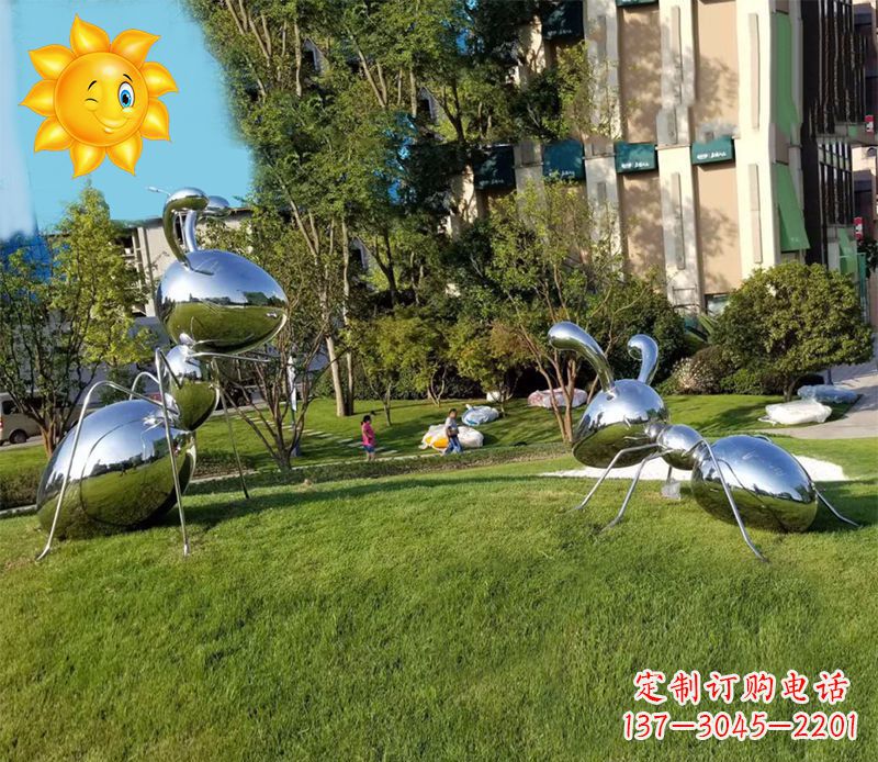 烟台优质镜面不锈钢蚂蚁雕塑