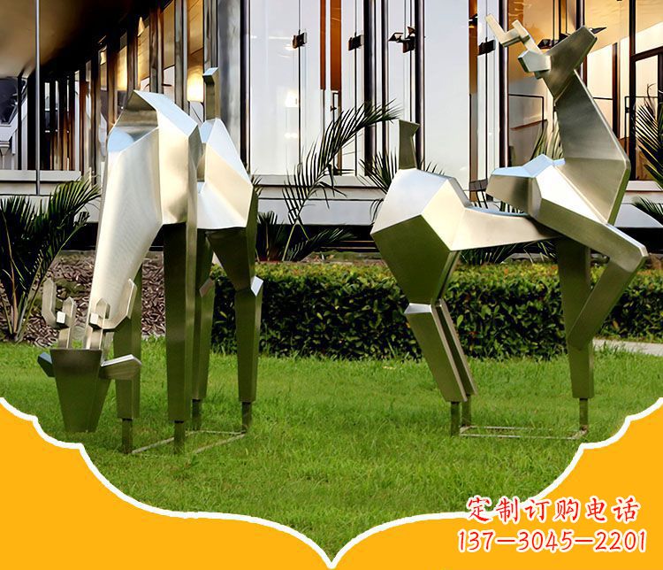 烟台镜面福鹿不锈钢雕塑