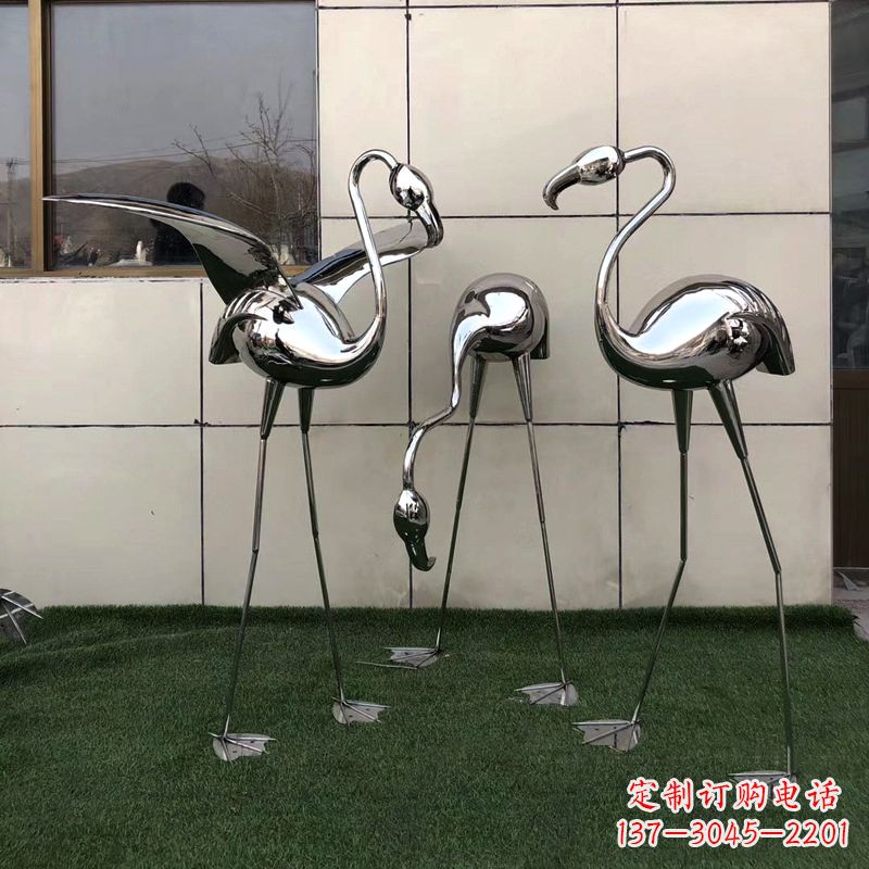 烟台魅力传递,不锈钢仙鹤雕塑