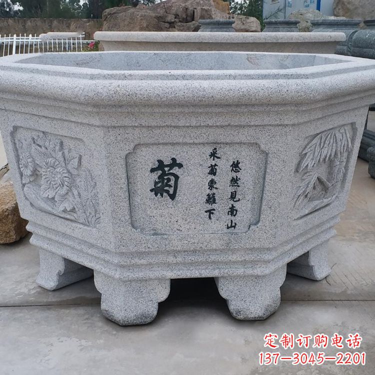 烟台精美砂岩花盆雕塑,点缀精致家居