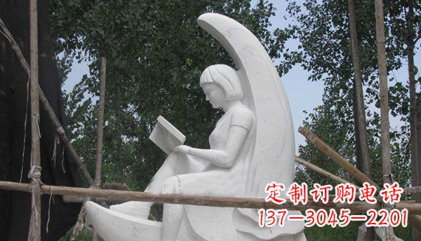 烟台中领雕塑高品质小女孩汉白玉石雕