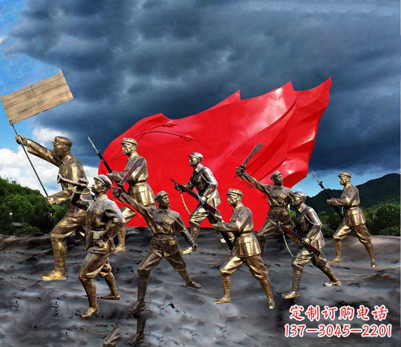 烟台纪念伟大革命先烈的红军雕塑