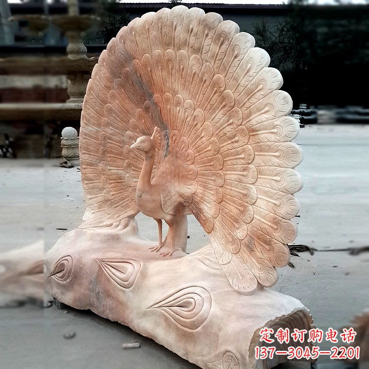 烟台艺术精美的孔雀石红雕塑
