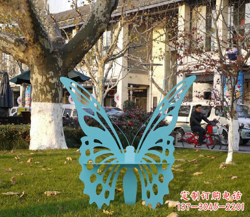 烟台蓝色不锈钢镂空蝴蝶雕塑