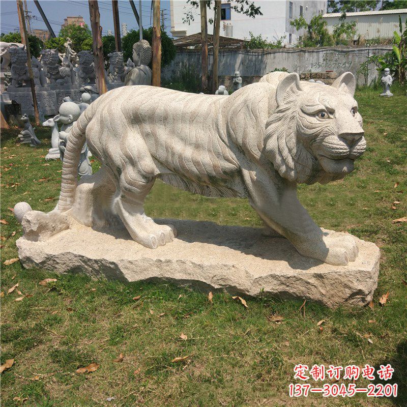 烟台老虎石雕花岗岩雕塑-公园草丛动物摆件