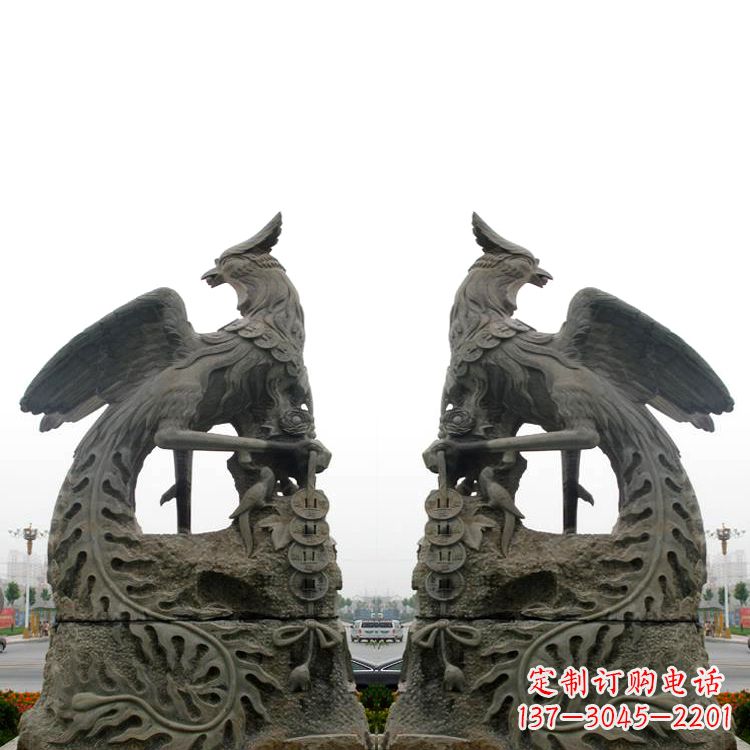 烟台老青石凤凰雕塑