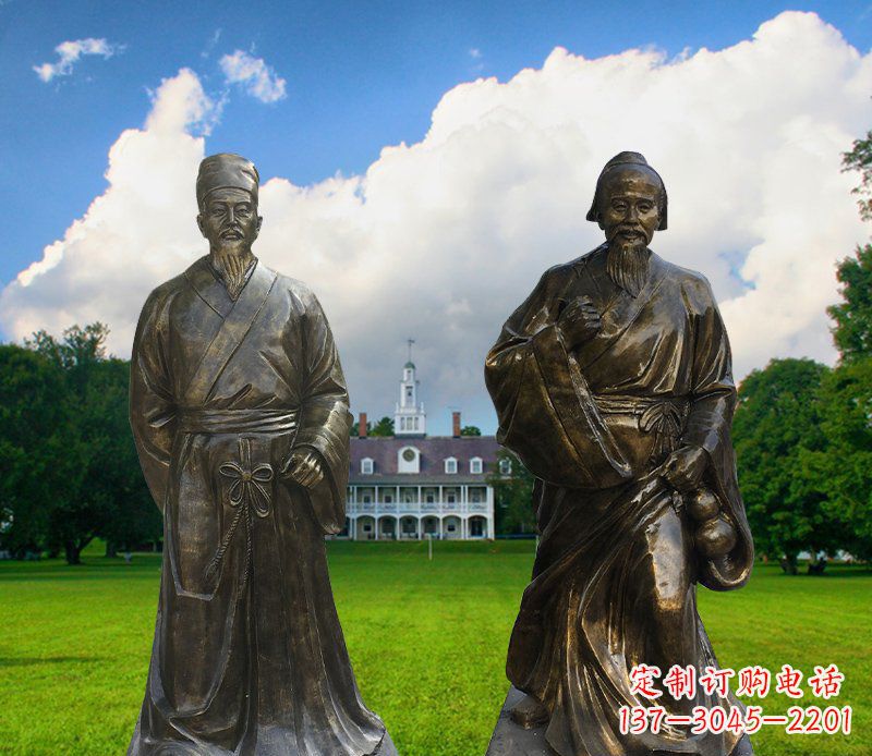 烟台李时珍华佗古代名人铜雕