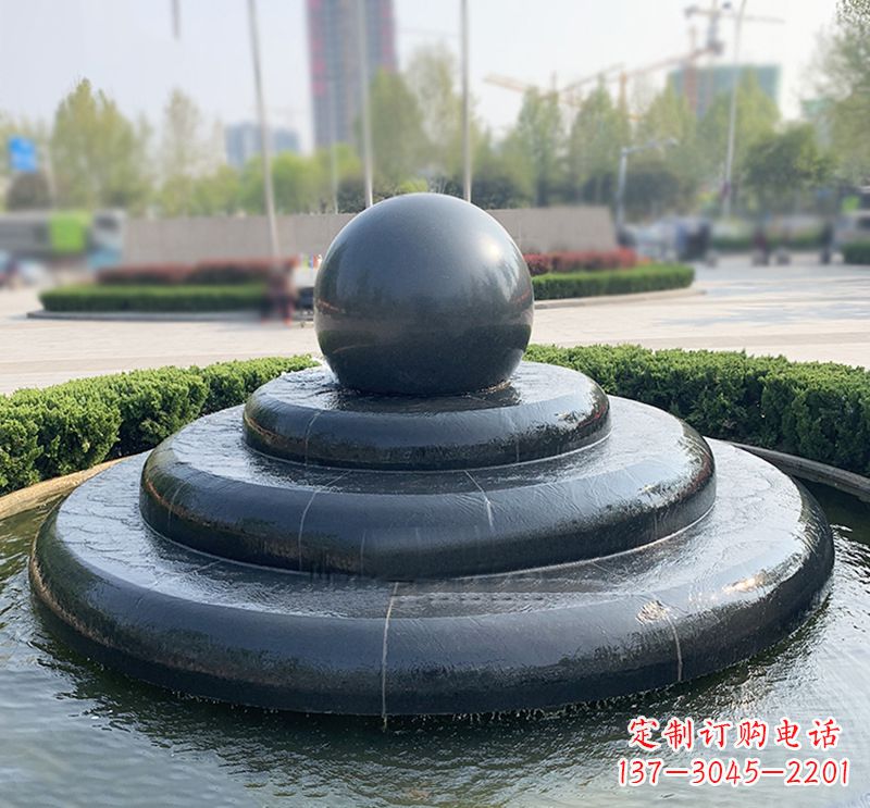烟台临沂石雕风水球喷泉,雕塑定制专属于您