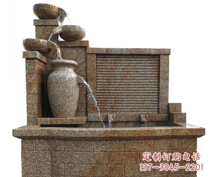 烟台流水罐子水槽庭院流水摆件石雕 (2)