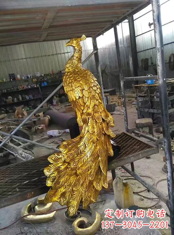 烟台鎏金凤凰,城市园林铸铜景观动物雕塑