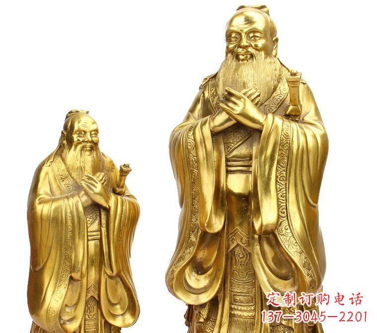 烟台鎏金孔子铜雕像